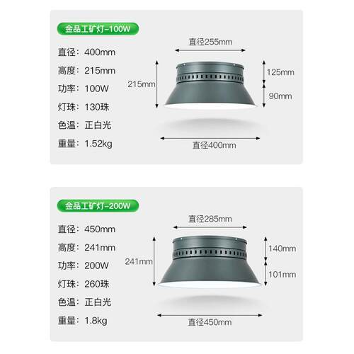 厂房吊灯金品工矿灯300w车间仓库亚明led工厂照明200w球场天棚灯