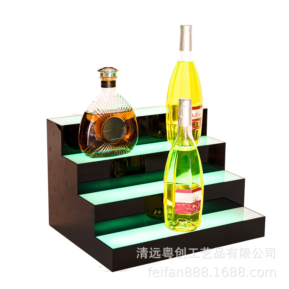 亚克力板定制加工工厂发光酒座盒子阶梯展示架内藏led灯1234层数