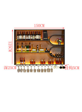 铁艺悬挂式置物酒柜红酒吧台壁挂酒架餐厅收银台创意灯光酒吧架子
