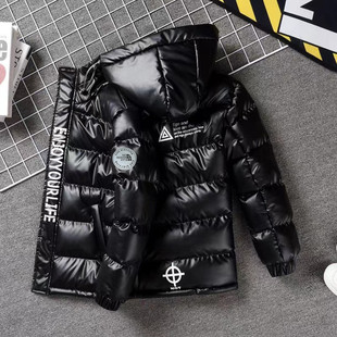 男童羽绒棉衣2024冬装 儿童加厚保暖连帽棉服中大童棉袄外套潮 新款