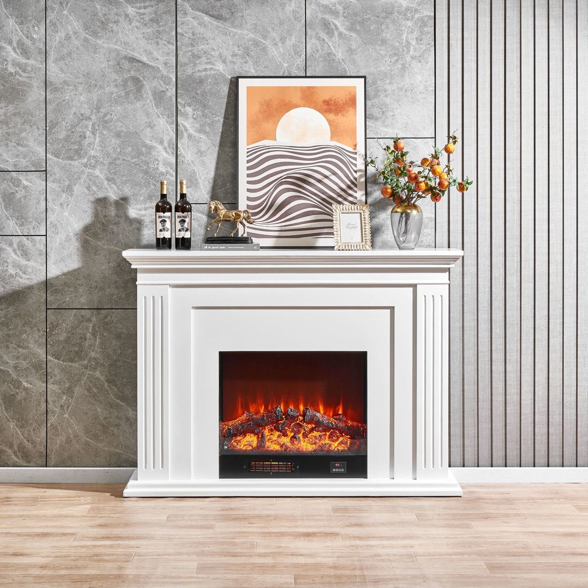 美式简约实木壁炉架欧式别墅装饰柜仿真火取暖现代壁炉柜支持代理