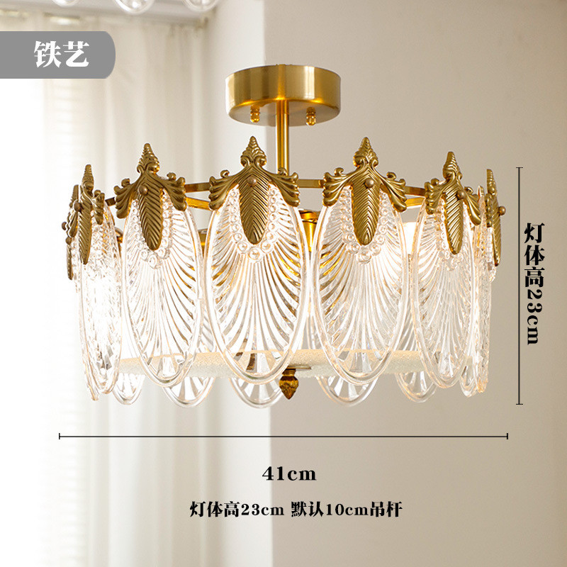 美式复古孔雀玻璃吸顶灯法式网红卧室餐厅客厅别墅大厅灯具吊灯