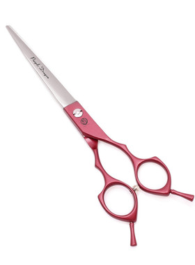 紫龙红色宠物剪刀直剪翘剪上下弯平剪鱼骨牙剪美容套装6.5/7英寸