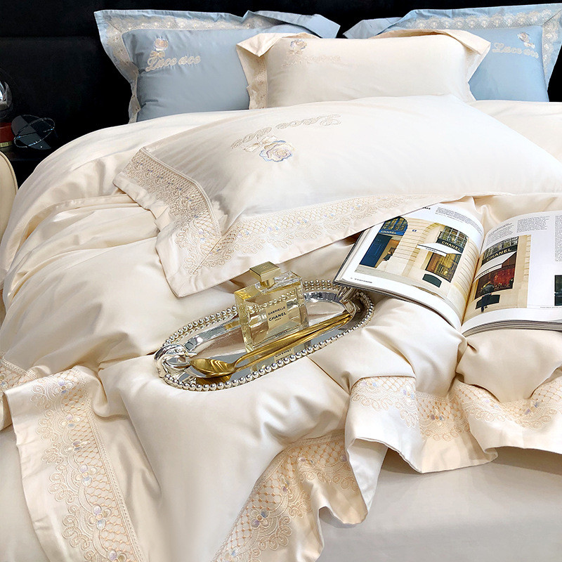 a5l支奢华100欧式长绒棉刺绣结婚四件套公主风床上用品