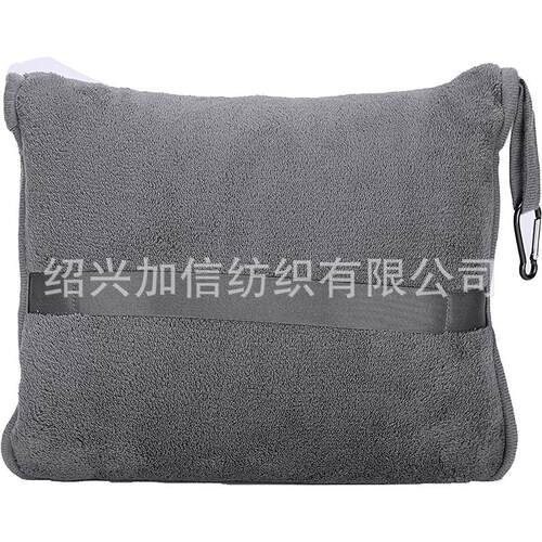 毯厂家定制刺绣logo法兰绒飞机外贸便携旅行毯二合一靠枕毯