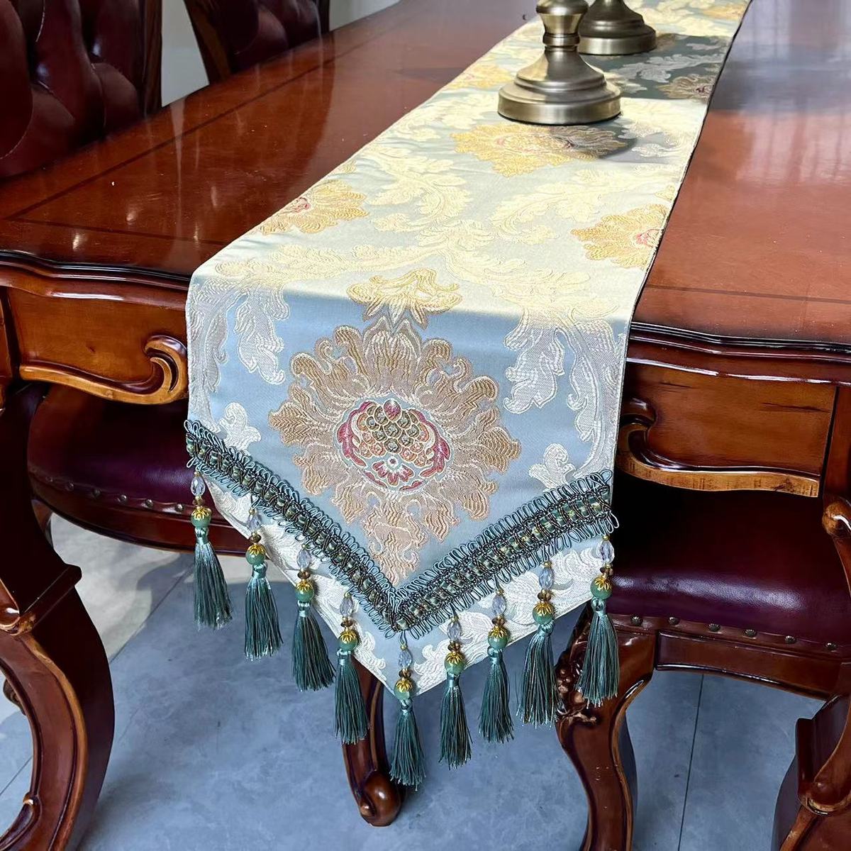 7y桌旗定简约奢华现代长条美式餐桌布茶几台布电视柜装饰布可欧式