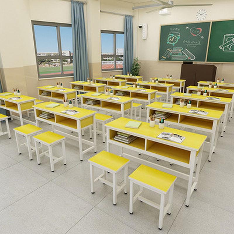 学生课桌椅双层带抽屉课桌补习班辅导单人双人书桌学生课桌凳培训