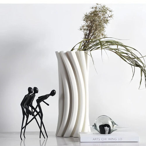 热销陶瓷花瓶白色花瓶3d简约现代陶瓷花瓶创意工艺饰品摆件装饰插