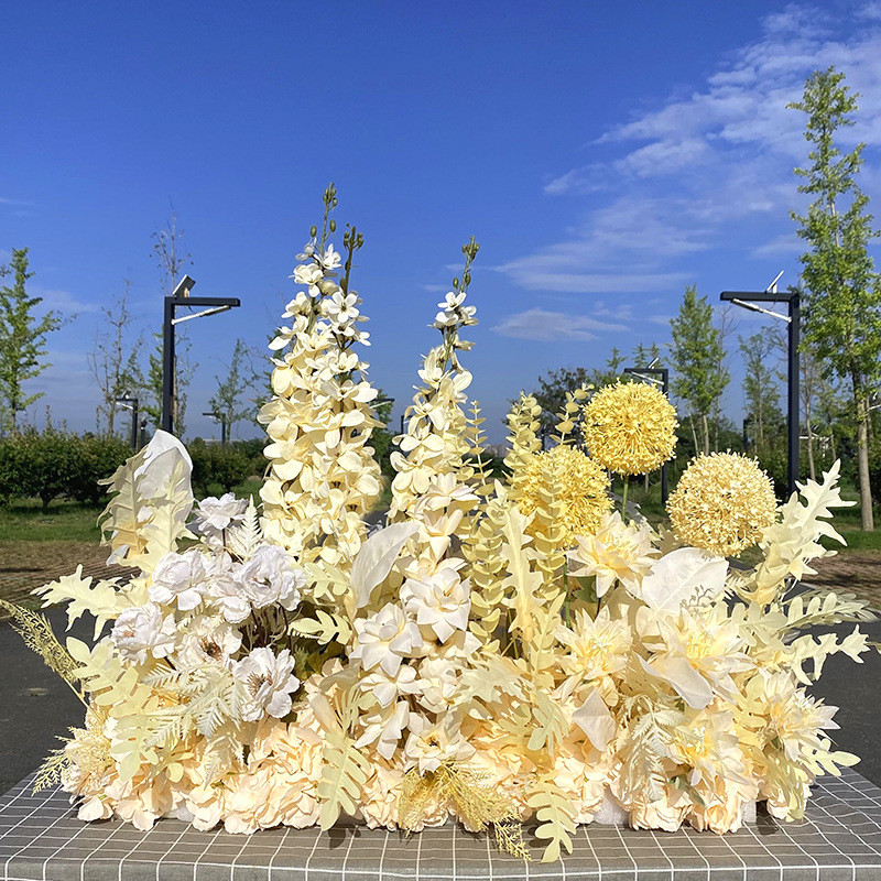 婚庆兰花千代仿真花排高端排花路引花t台花艺红色香槟系舞台背景