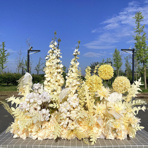 婚庆兰花千代仿真花排高端排花路引花t台花艺红色香槟系舞台背景