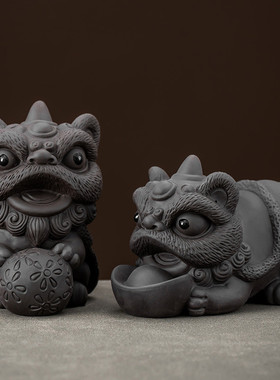 国潮新款貔貅紫砂茶宠可养功夫茶具配件桌面茶台装饰貔貅家居