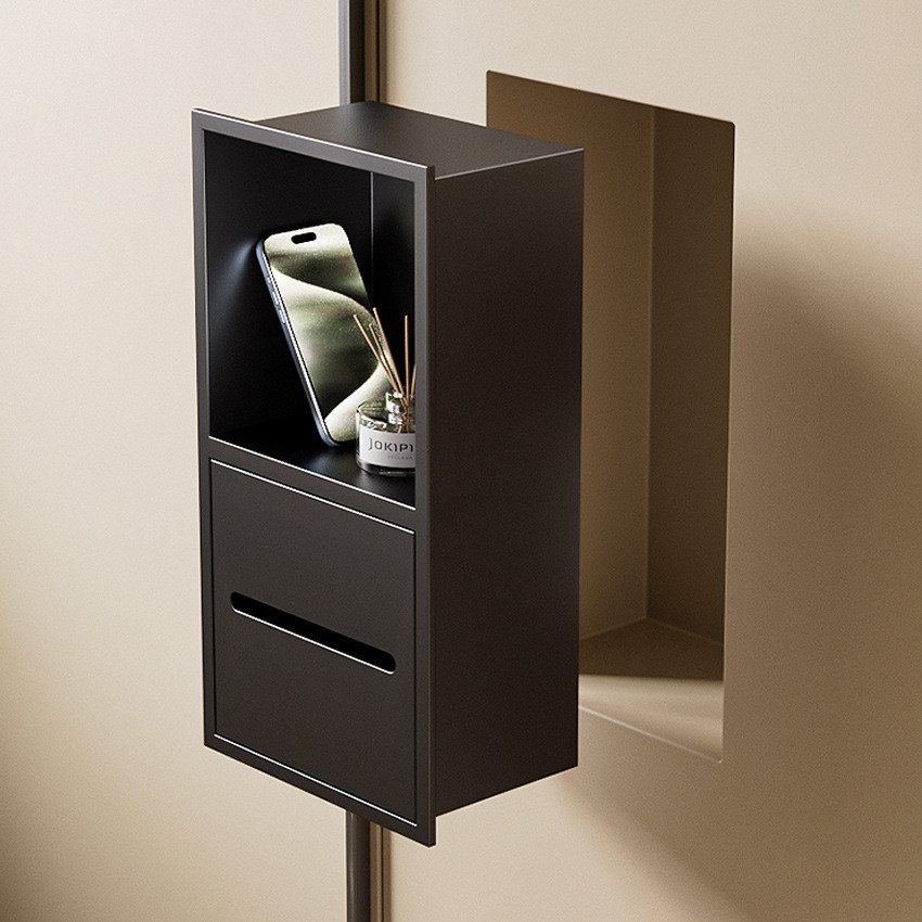 304不锈钢嵌入式壁龛浴室卫生间纸巾收纳置物架无缝金属壁龛