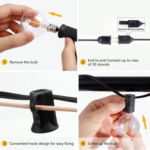 电商工厂货源非标铜包铝电线15米25灯欧规g40led球泡灯串