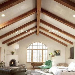 老榆木假梁复古原木装饰梁榆木假梁吊顶空心木梁板材实木天花墙板