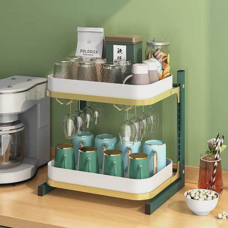 可调节杯子玻璃杯桌面水杯收纳盒红酒收纳架茶杯托盘沥水杯置物架