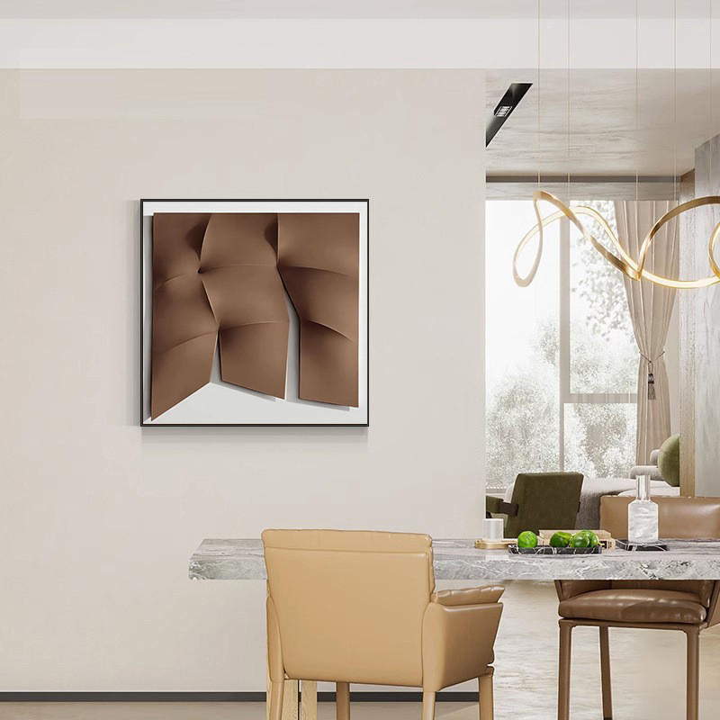 现代简约餐厅装饰画抽象立体客厅挂画高级感饭厅餐桌壁画墙面组合图片