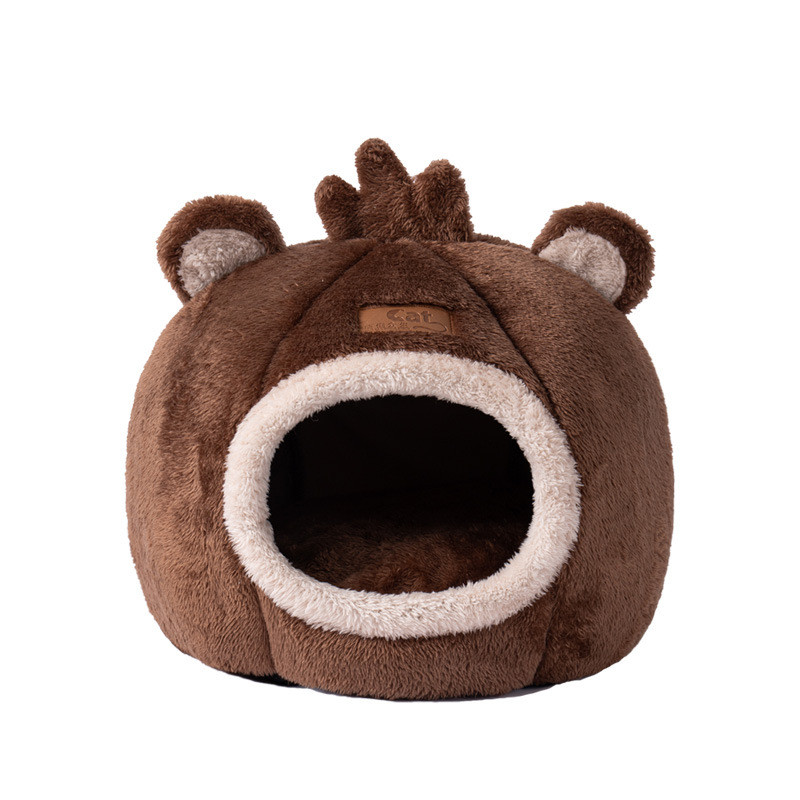 猴子猫窝封闭式宠物窝冬季保暖狗窝深度睡眠房子猫可拆洗猫咪用品