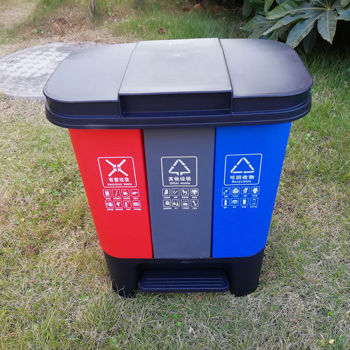 热销加厚40升三分类塑料桶60l三胞胎一体内筒可分离桶三体环卫垃