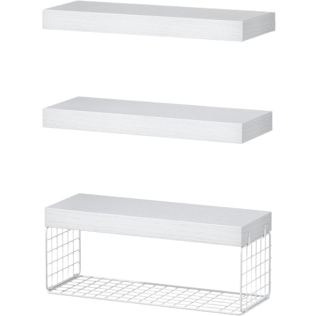 浮动置物架客厅墙上置物架挂壁式木质加厚浴室收纳架厨房木质收纳