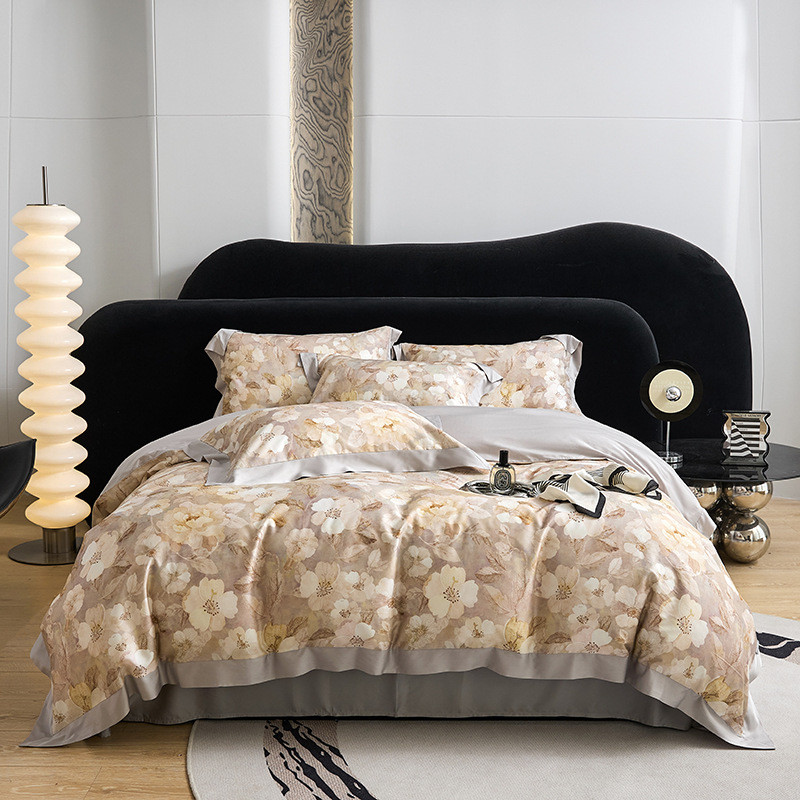 新款100支天锦缎数码印花单人春秋季套件宿舍四件套床上用品被套