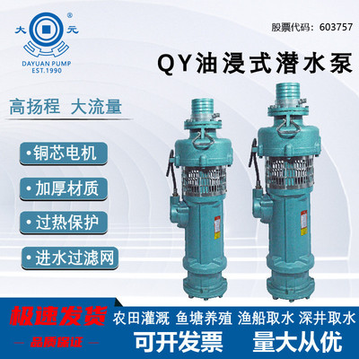 大元QY油浸潜水泵380V三相农用农田灌溉大流量排灌抽水泵6寸8寸