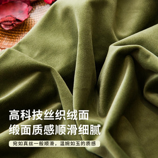 丝绒布绍兴轻奢 客厅柯现代法式 jw美式 复古橄榄绿窗帘遮光2022新款