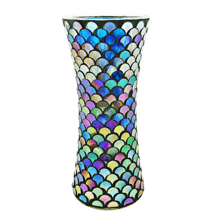 新款彩色鱼鳞收腰玻璃马赛克diy纯手工台面装饰花瓶花瓶花瓶容器