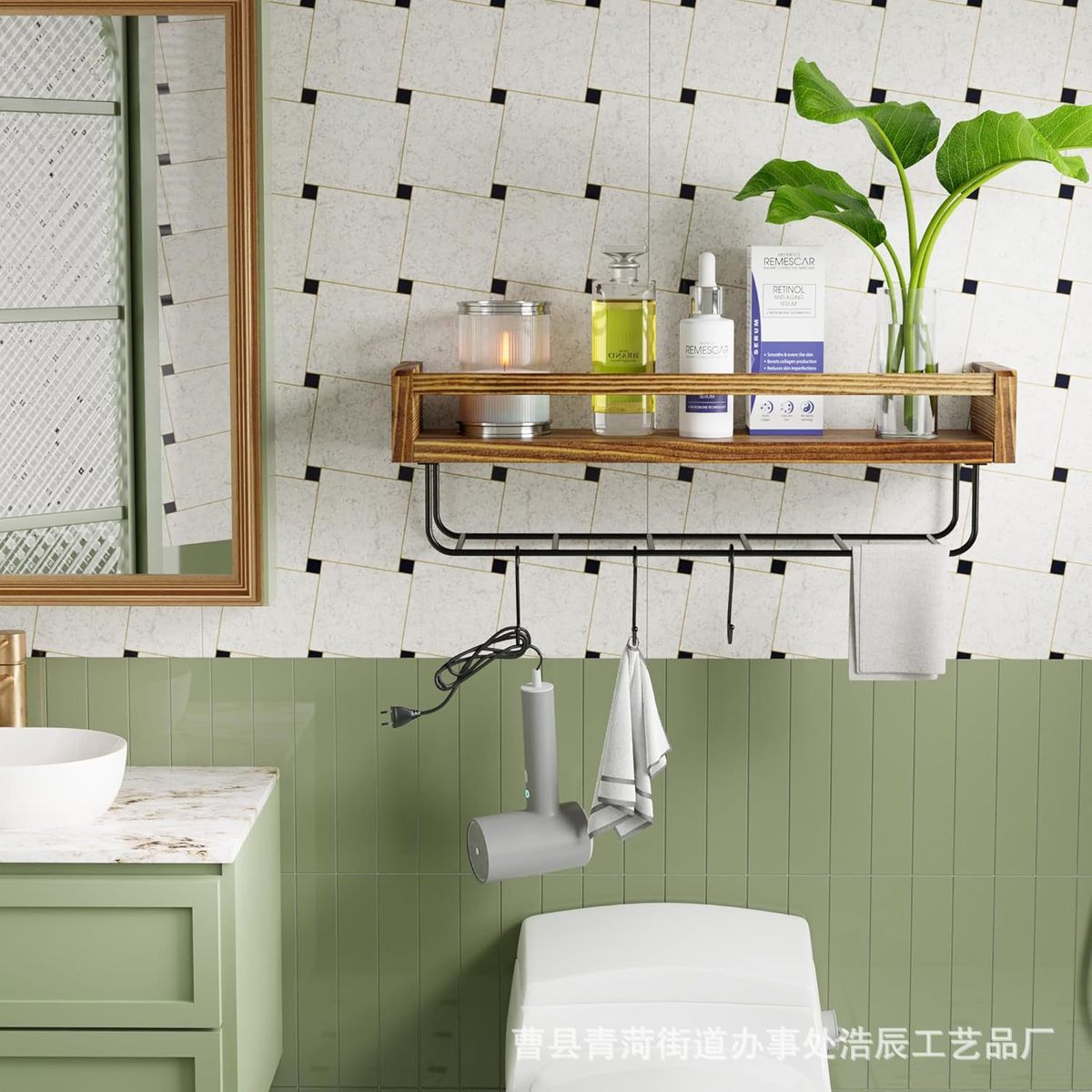 乡村碳化木壁挂式用品厨房墙上收纳架卫生间洗漱置物架收纳架