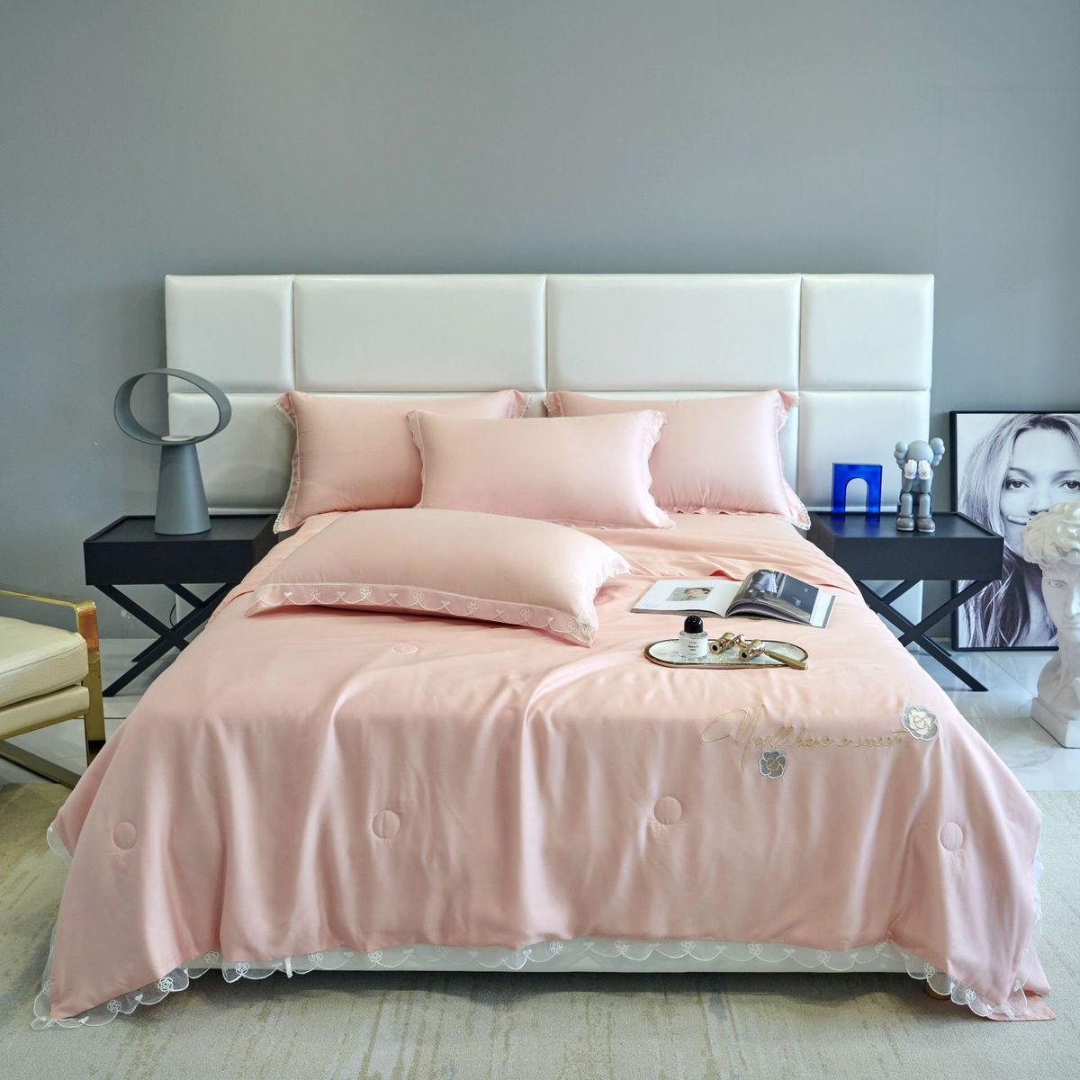 畅宏家纺60支天丝夏凉被莱赛尔纤维绣花空调被200*230cm