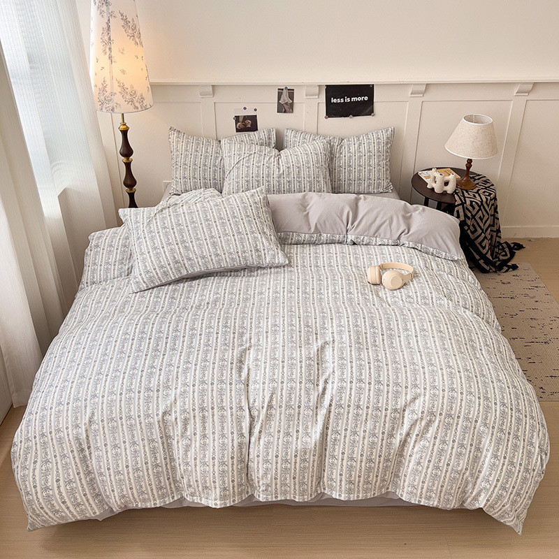 加厚有氧床笠棉双层纱四件套学生宿舍床单被套三件套针织批发