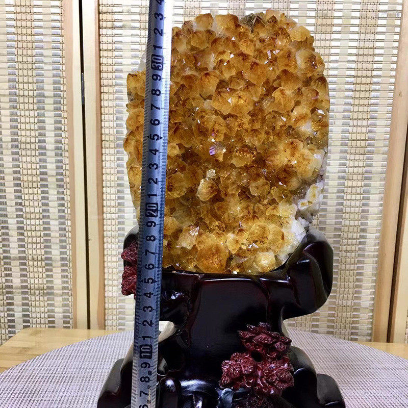 热销批发巴西黄晶洞天然原矿黄水晶花水晶摆件钱袋子乌拉圭黄水晶