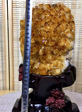 热销批发黄水晶黄晶洞天然原矿巴西花水晶摆件乌拉圭钱袋子黄水晶