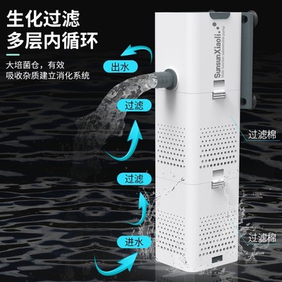 XQP鱼缸过滤器净水循环三合一内置小型水族箱过滤养鱼清洁增氧泵