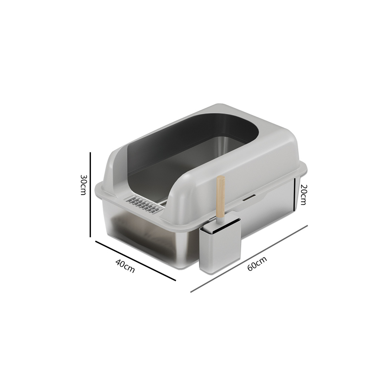 不锈钢猫砂盆超大号防外溅砂防漏易清洗大空间不锈钢半封闭猫砂盆