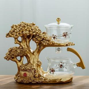金色树懒人玻大璃泡茶器功夫茶全6565自动茶杯家用具开4业 202新款