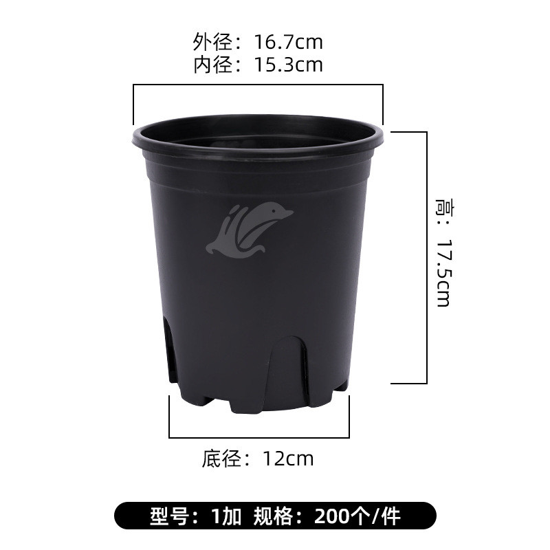 塑料花盆黑色桶基地种植多肉盆育苗盆加仑盆家用大花盆圆反边ab型
