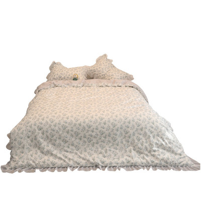 a5lins碎花花边款小韩式三件套田园床单被套1.8米床上四件套