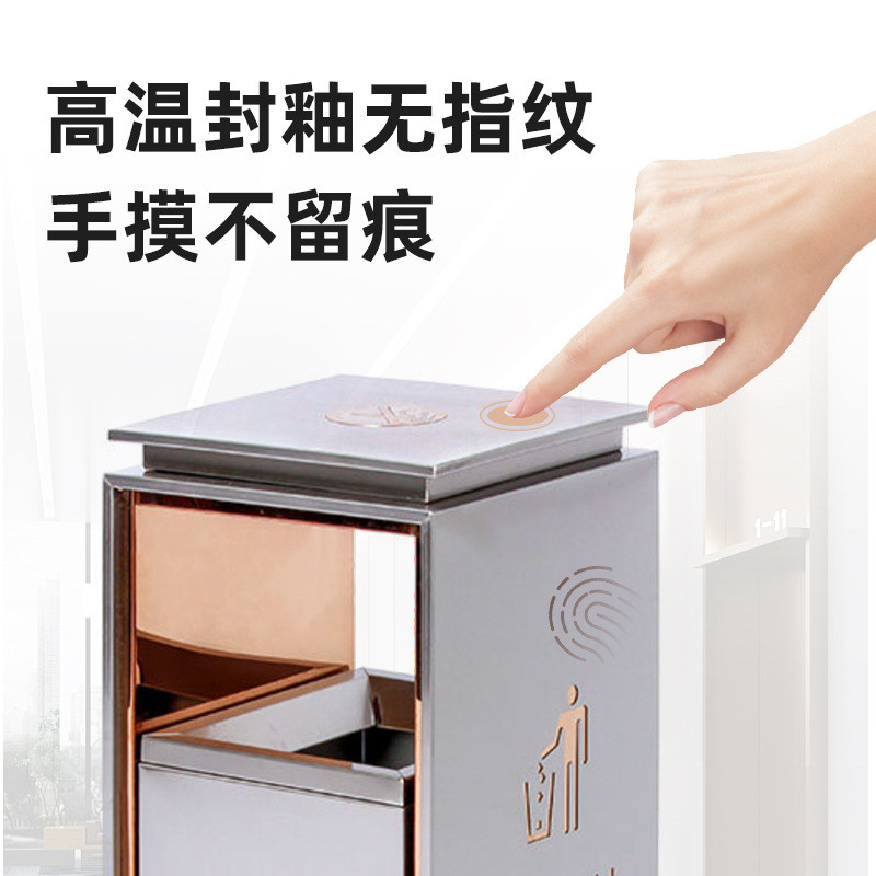 酒店大堂分类收纳不锈钢垃圾桶电梯ktv会所桶玫瑰金立式垃圾桶
