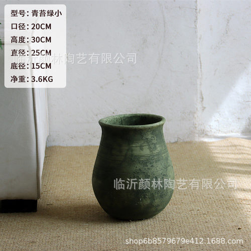 圆形做旧水泥花盆大号口径复古客厅户外绿植盆创意落地花盆龙舌兰