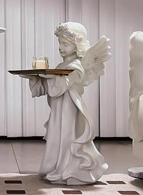 热销爱丽丝天使欧式复古迎宾大型落地树脂摆件托盘家居客厅装饰品