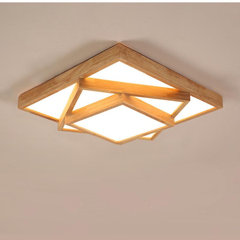 日式实木led吸顶灯北欧客厅灯创意个性卧室书房现代简约1188