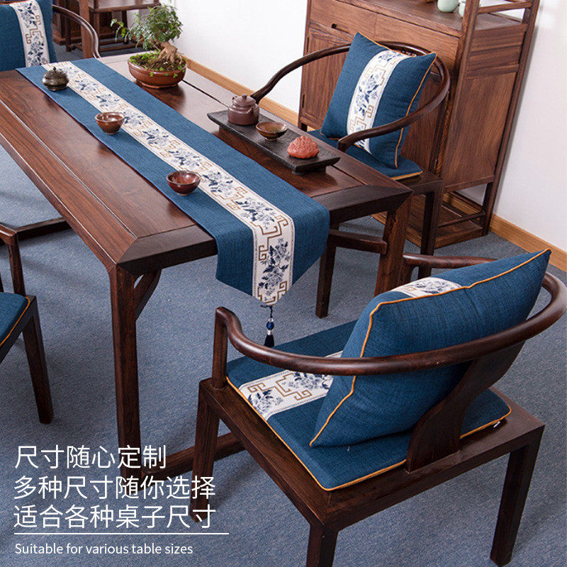 中国风高端桌旗茶桌新中式长条茶几旗布丝绸棉麻茶席桌垫防水布