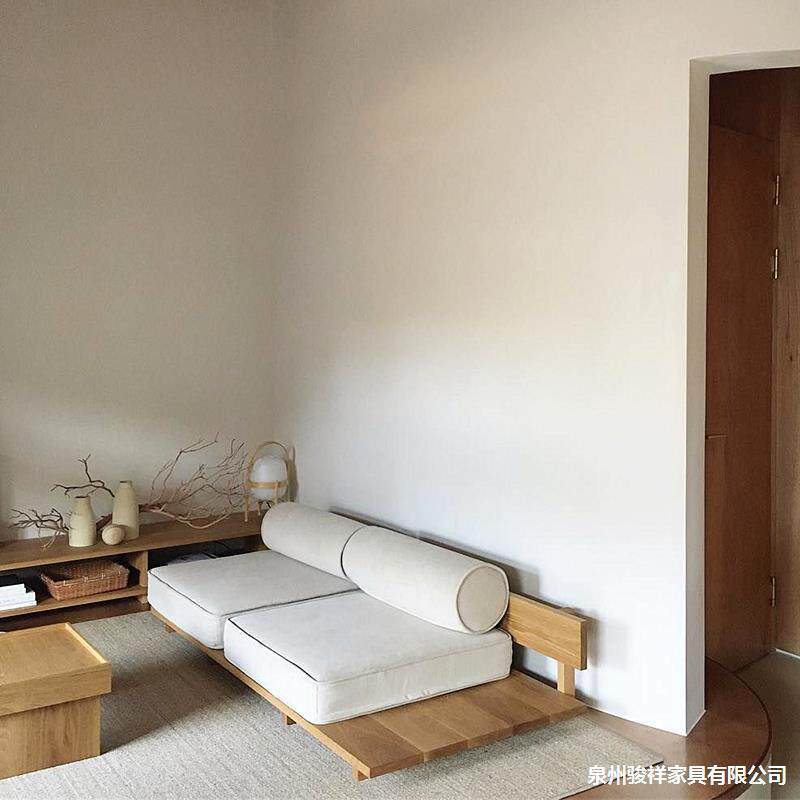 懒人三人位日式客厅榻榻米简约布艺长沙发可拆洗双人实木沙发民宿