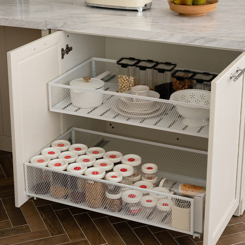 新款网格收纳篮橱柜收纳筐杂物置物篮子定制厨房衣柜抽屉轨道拉篮,收纳整理,橱柜收纳筐,淘宝优惠券,粉丝福利购,淘宝优惠卷