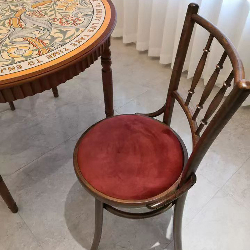法式复古实木餐椅简约家用椅子餐厅轻奢高级黑色餐桌椅软包靠背椅