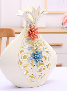 现代简约陶瓷花瓶客厅欧式家居创意插花干花餐桌装饰品摆件批发
