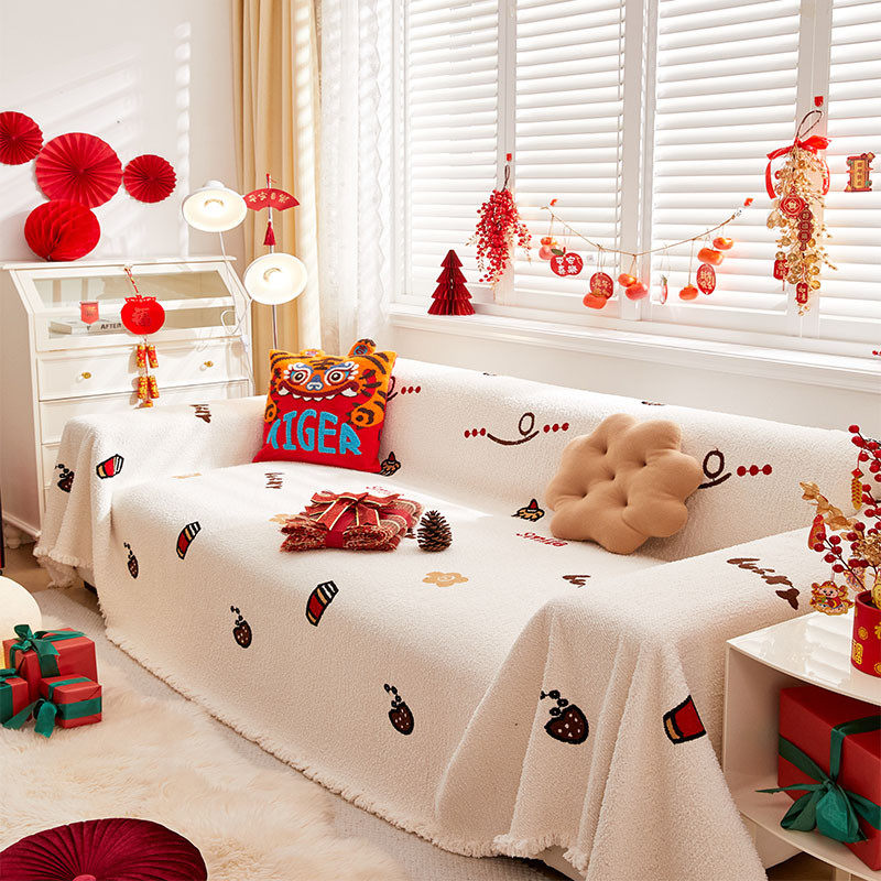 111v新年装饰沙发盖布沙发巾圣诞沙发垫秋冬全包套罩红色沙发套喜,居家布艺,沙发垫,淘宝优惠券,粉丝福利购,淘宝优惠卷