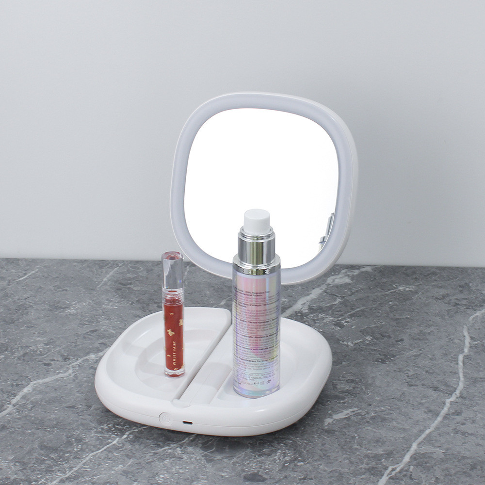 化妆镜双面led便携式旅行美妆镜子7x放大折叠镜梳妆镜