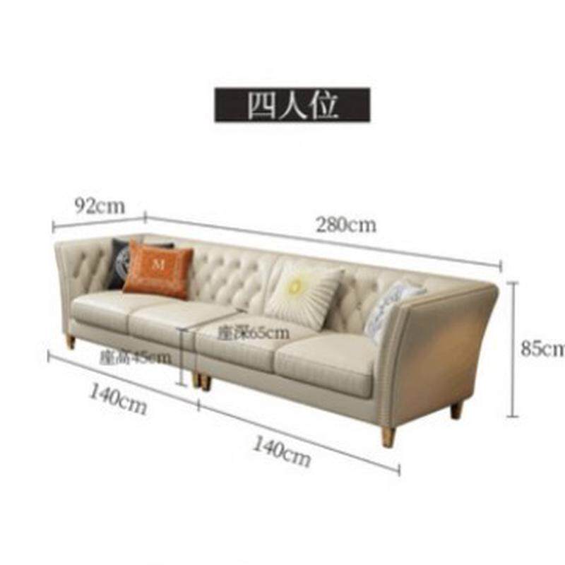 美式轻奢沙发贵妃椅皮双人组合现货客厅加长多人艺直排三人位沙发