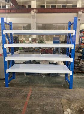 储物货架蓝色批发仓库轻型中型200kg货架4层多层置物铁架五金架子